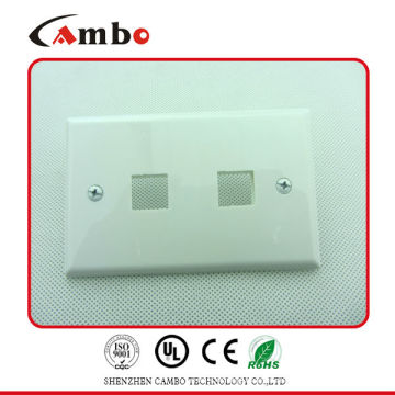 Cat5e Cat6 Alemanha Rede RJ45 Placa frontal de porta dupla com obturador Beadled Wall Outlet 2 portas